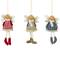 Angel Doll with Wings Christmas Ornaments - 6" - Red Brown and Blue - Set of 3